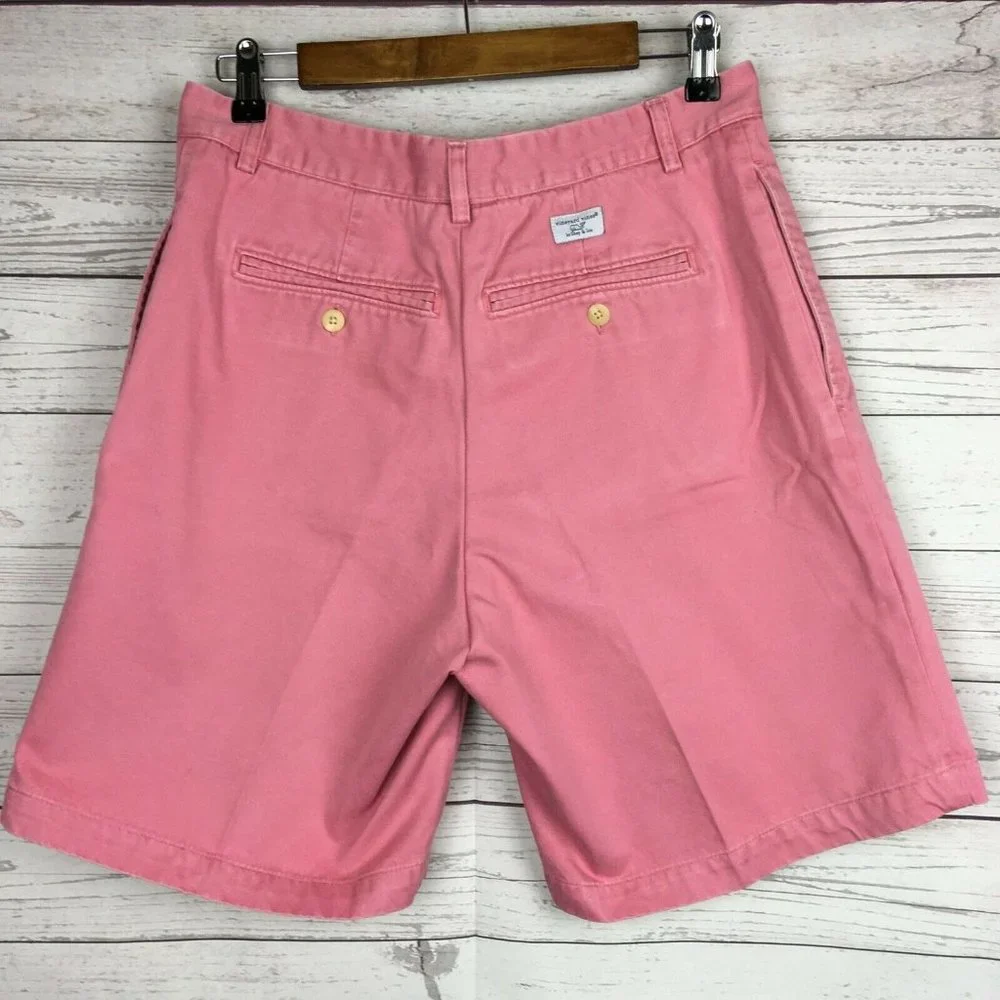 Vineyard Vines Mens 31 32 Shorts Pink Pleated Front Cotton Summer Altered Waist‎